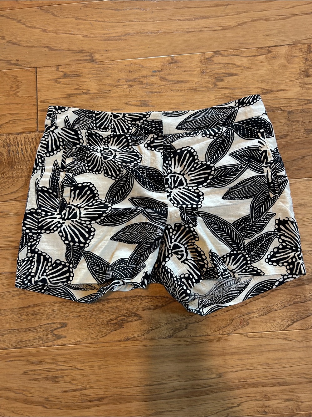 J. Crew Black & White Floral Bike Shorts